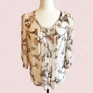 Aritzia Babaton silk blouse neutral floral